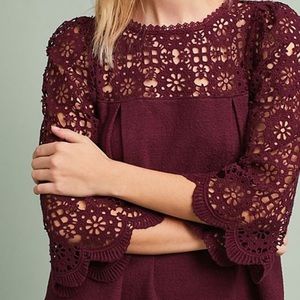 Anthropologie Eri & Ali Marigold Crochet Blouse
